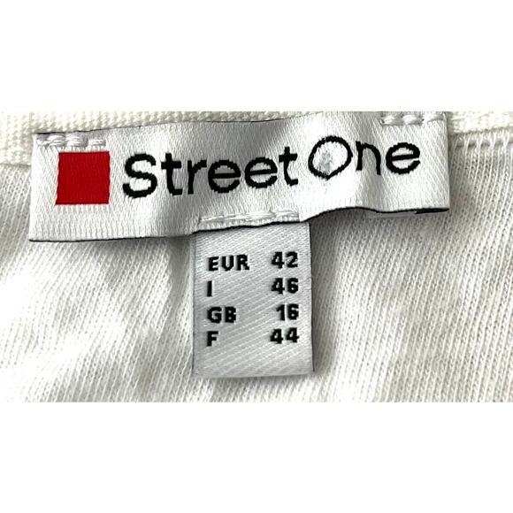 STREET ONE 3/4 SLEEVE PULL-OVER CREW NECK TOP, WOMENS, L-XL, IVORY-RIBBRD LAYERS - Picture 10 of 10
